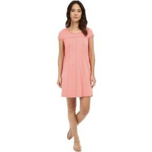 Mod-o-doc Raw Edge Seamed T-Shirt Dress - Women's Size M, Cafe Coral